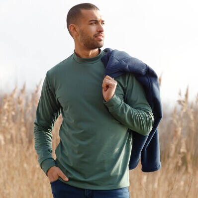 Tricou cu guler înalt, fleece periat