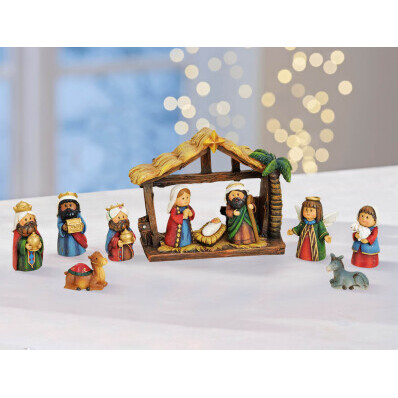 Scenă a Nașterii Domnului cu figurine, set de 11 piese