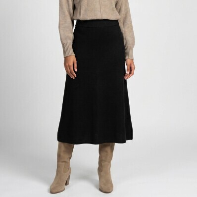 Úpletová rozšířená midi sukně s pružným pasem