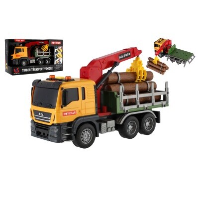Ciężarówka z hydraulicznym ramieniem i drewnem na kole zamachowym ze światłem, 26 cm