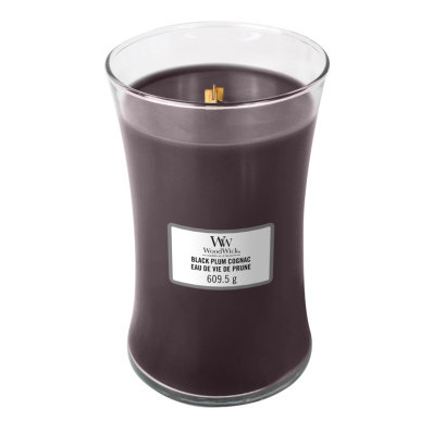 Woodwick sviečka veľká Black Plum Cognac