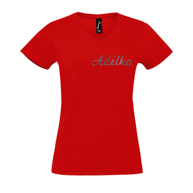 Personalizowany bawełniany damski T-shirt  z dekoltem w serek