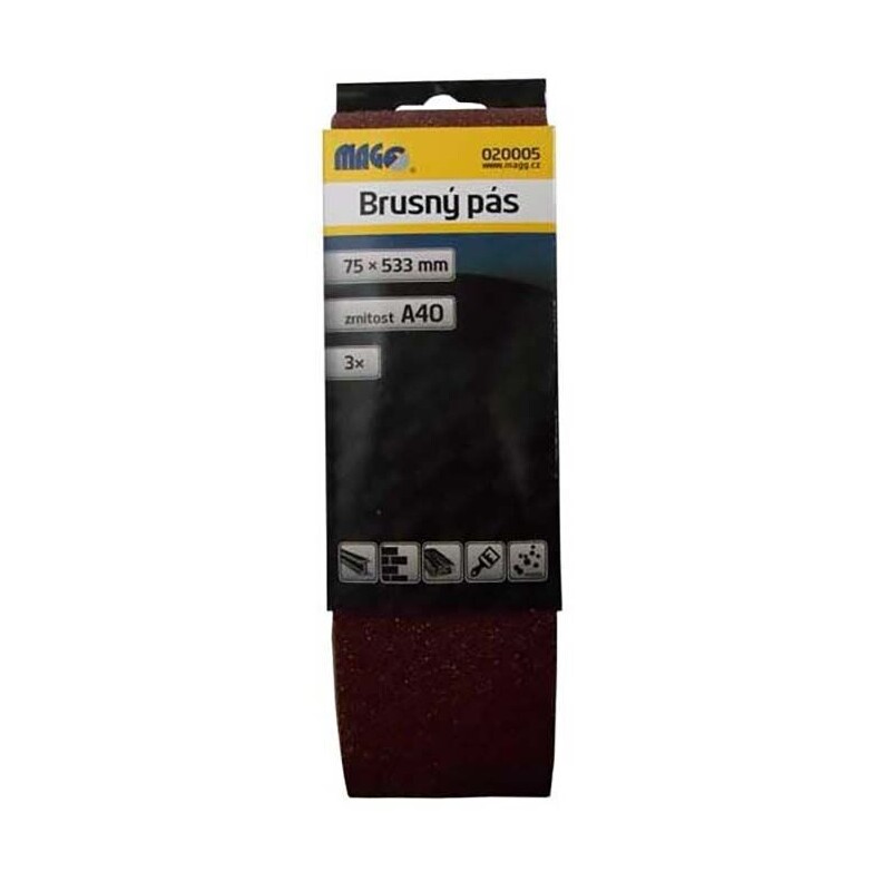 Brusný pás 75x533mm A40 - 3 ks