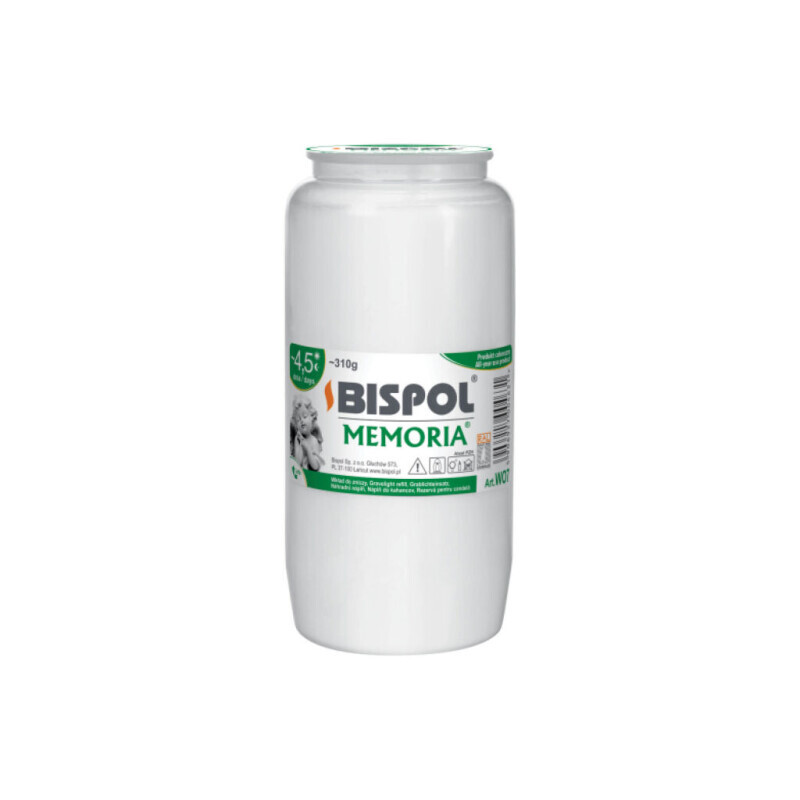 Bispol Svíčka hřbitovní olejová Memoria 4,5dni/310g White (16/krt)