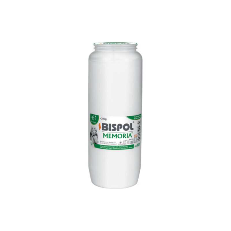 Bispol Svíčka hřbitovní olejová Memoria 6dni/390g White (16/krt)
