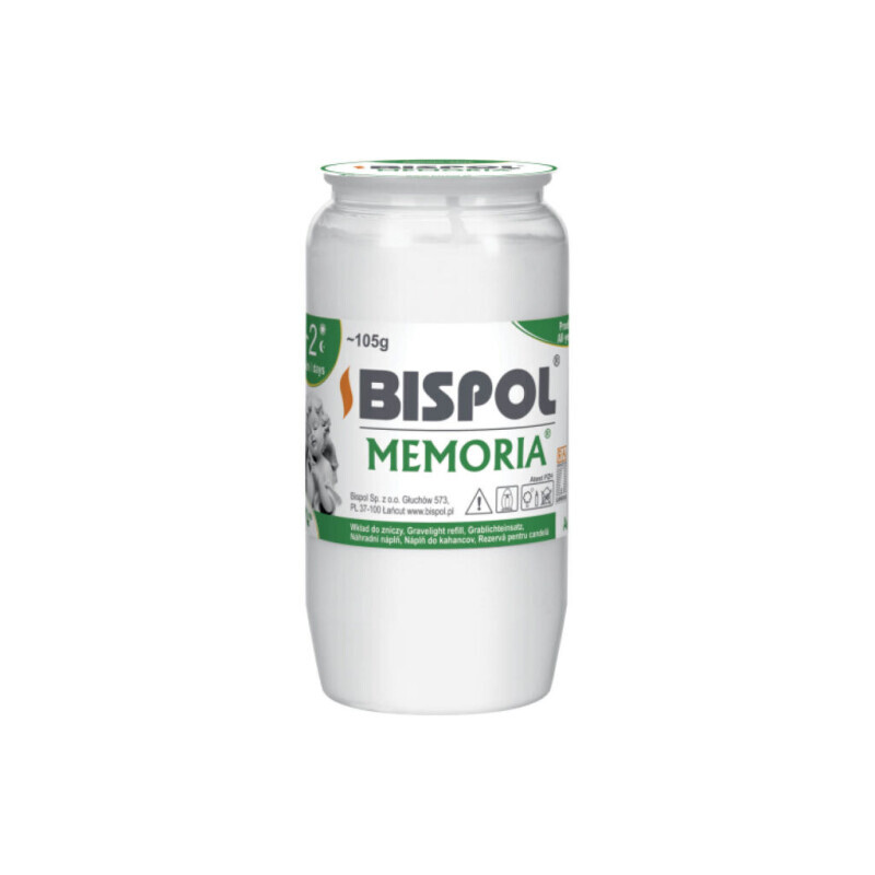Bispol Svíčka hřbitovní olejová Memoria 2dni/105g White (30/krt)