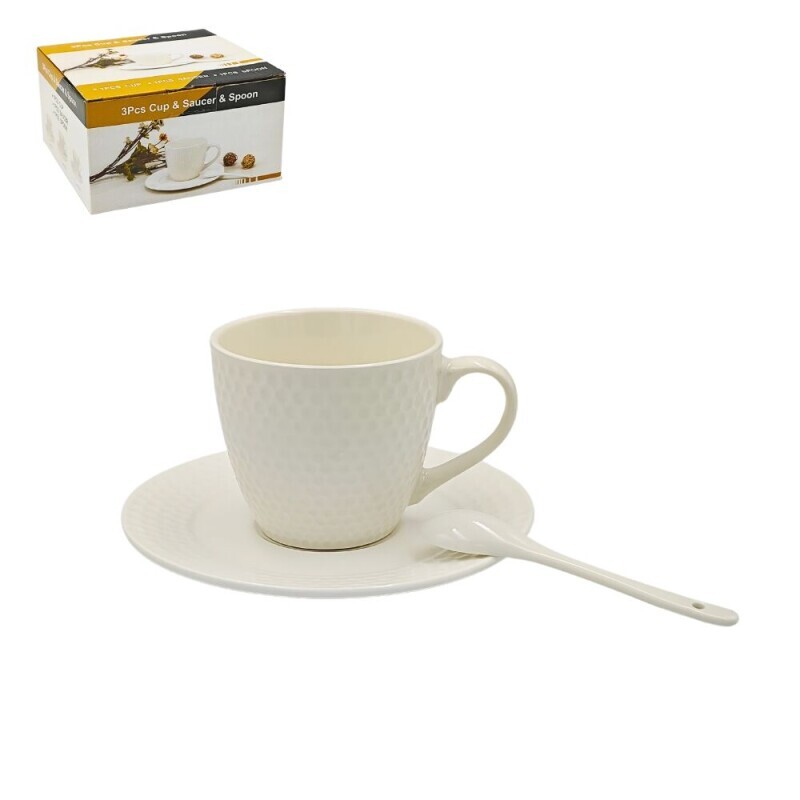 Hrnek keramický s podšálkem a lžičkou 260ml (24/krt)