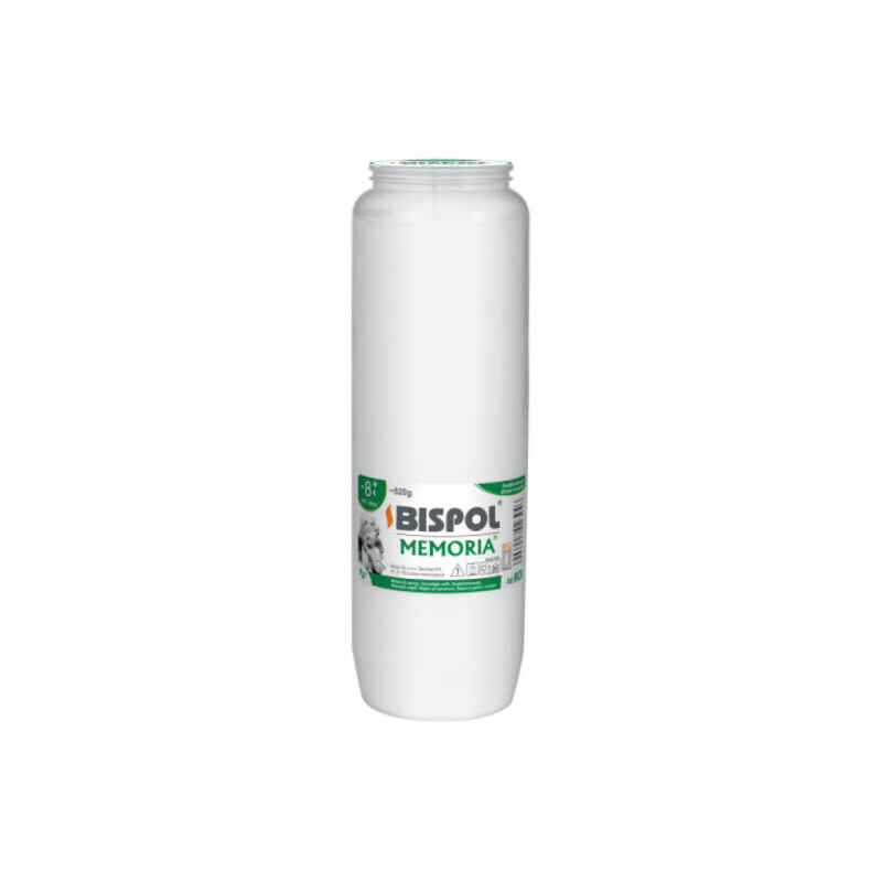 Bispol Svíčka hřbitovní olejová Memoria 8dni/520g White (16/krt)