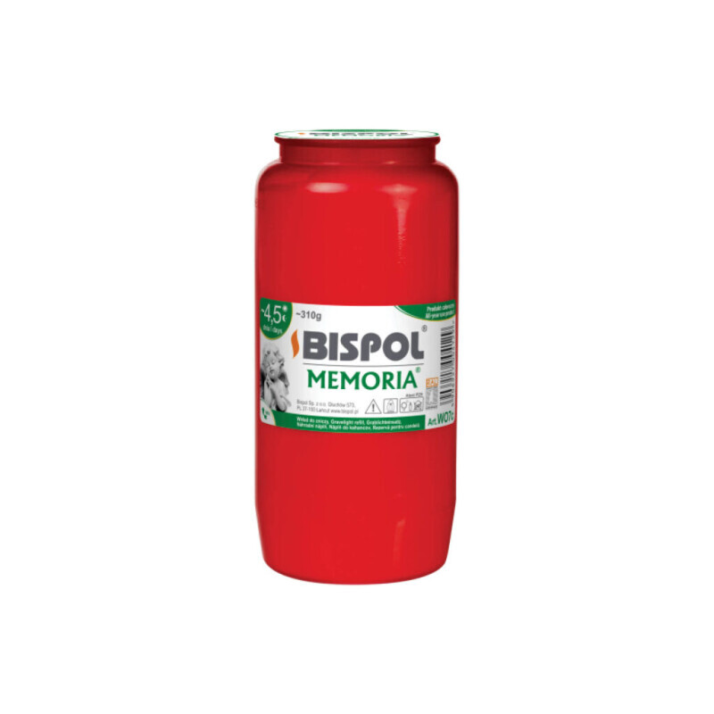 Bispol Svíčka hřbitovní olejová Memoria 4,5dni/310g Red (16/krt)