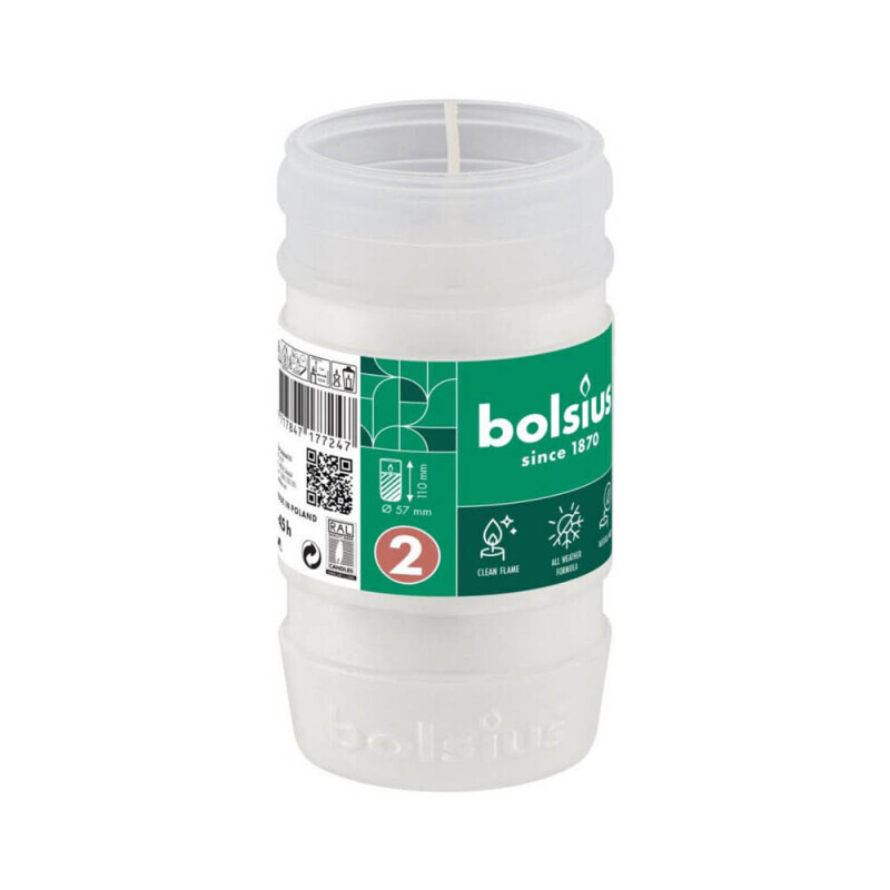 Bolsius Svíčka hřbitovní parafínová 45h/RP2 White (20/bal)