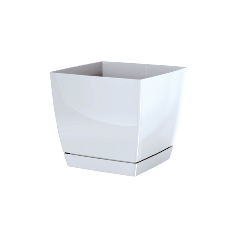 Květináč hranatý Coubi P s miskou 13,5cm bílý (10/bal 120/krt)