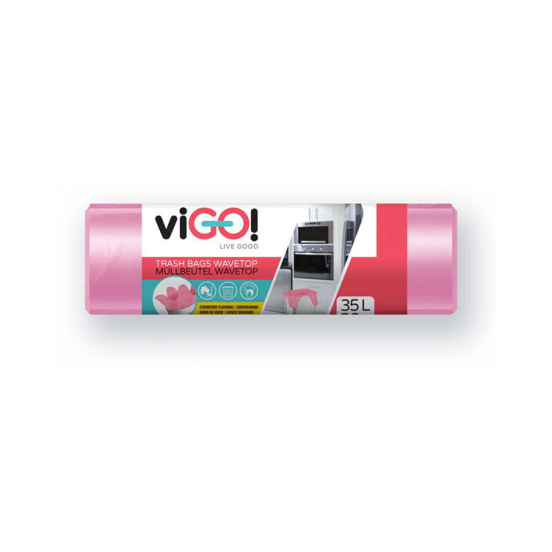 viGO! Pytel odpad. S uchy a vůní HDPE 35l/26ks Strawberry (42/krt)