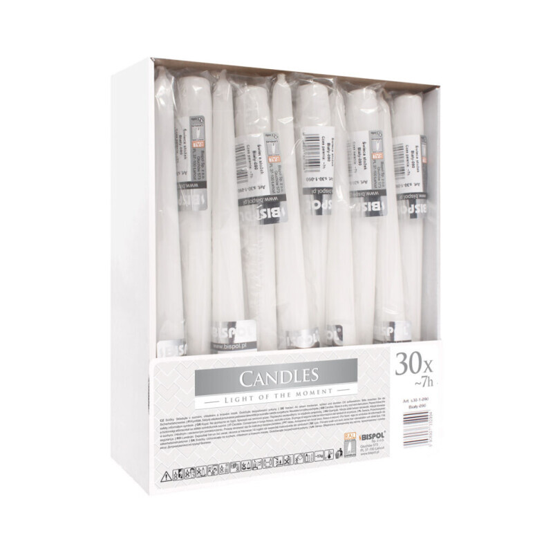 Bispol Svíčka stolní S30-1 Nometalic White (30/krt)