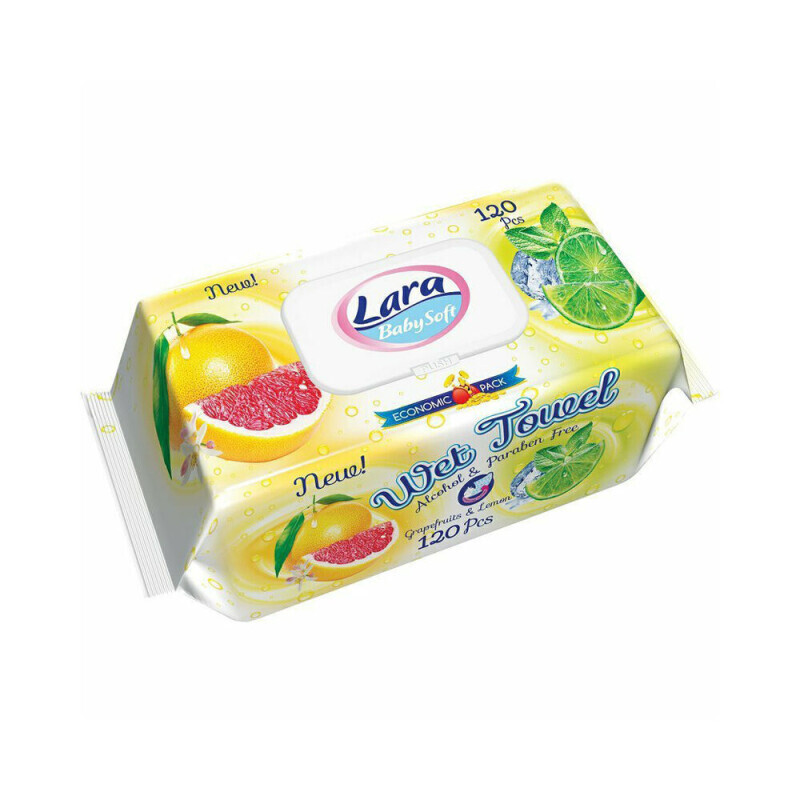 Lara Vlh.ubrousky 120ks Lemon&Grapefruit (12/krt)