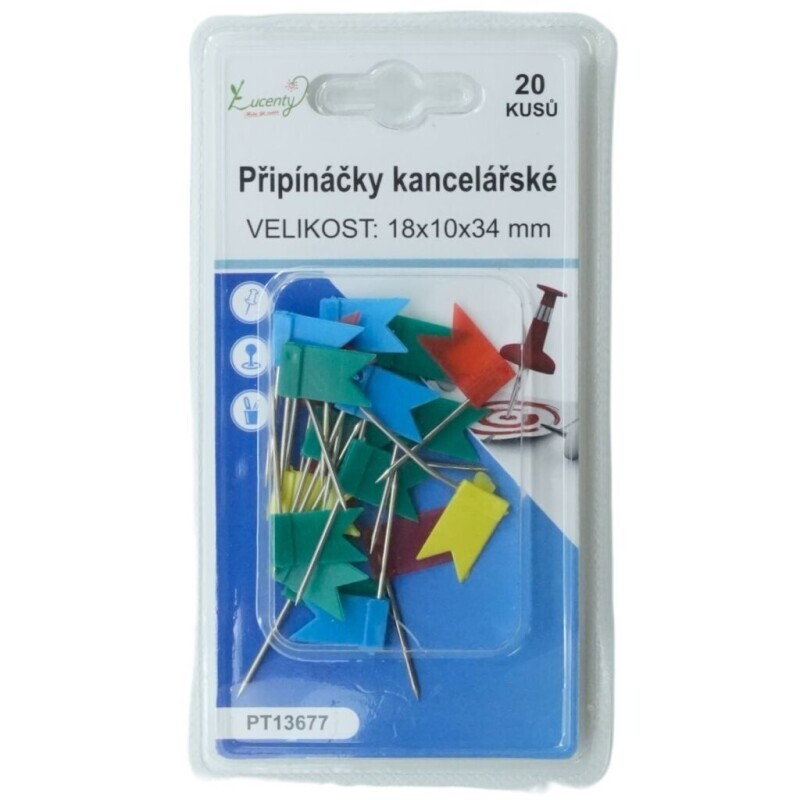 Připínáčky kancelářské 20ks vlajka (24/bal 288/krt)