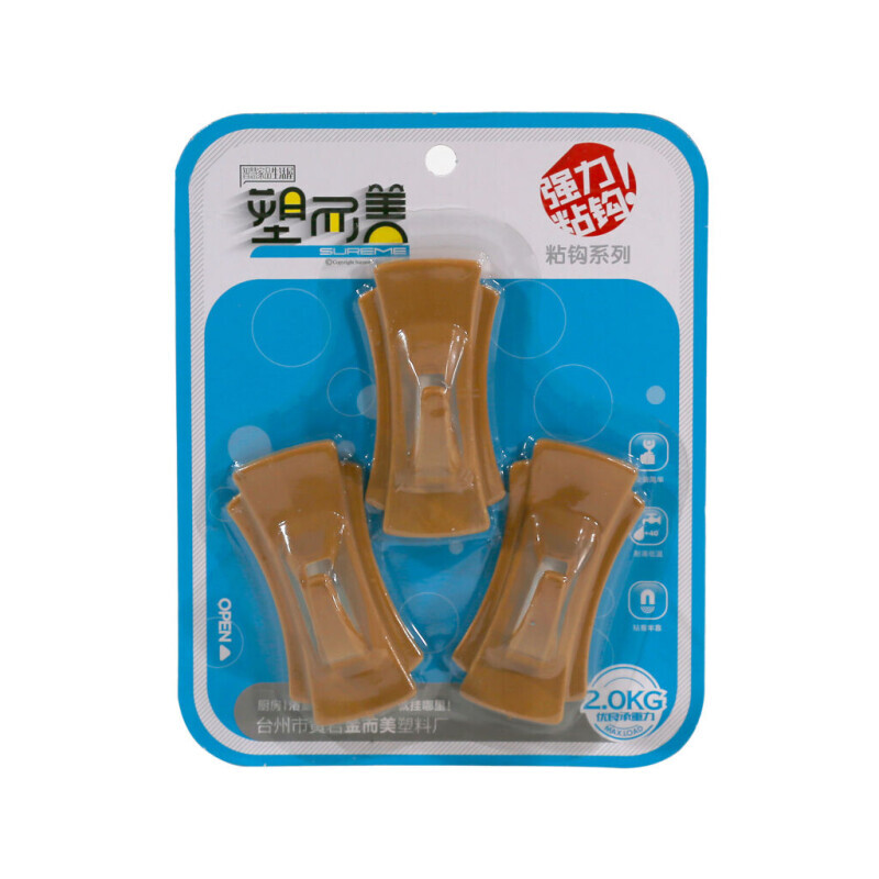Háček samolepicí 3ks Brown (12/bal 160/krt)