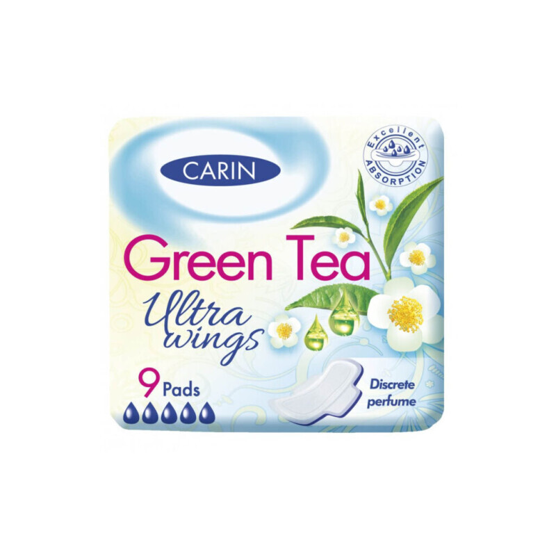 Carin vložky Ultra wings Green Tea 9ks 