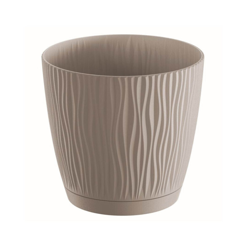 Květináč kulatý Sandy P s miskou 14,9cm mocca (5/bal 135/krt)