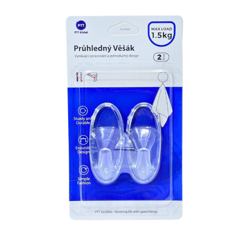 Háček samolepicí 2ks (12/bal 144/krt)