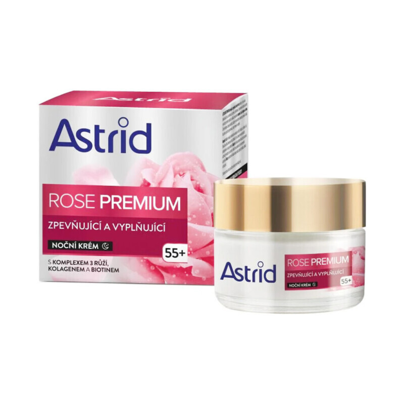 Astrid 50ml Pleť. Krém Rose Premium 55+ Zpevňující&Vyplňující Noční (6/krt)