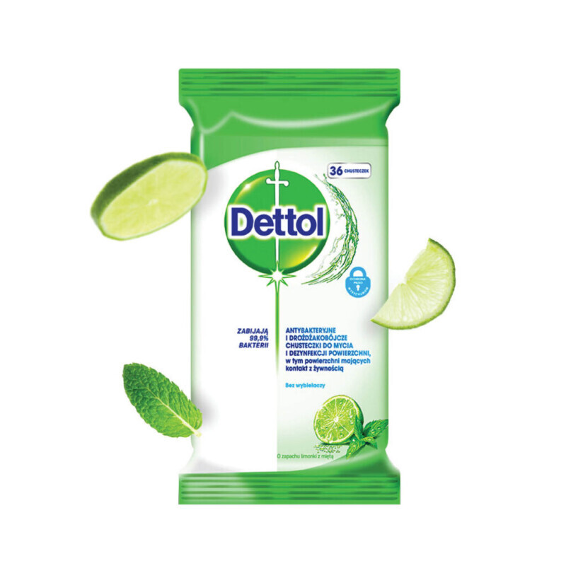 Dettol Vlh.ubrousky 36ks Antibakteriální Limetka&Máta (8/krt)