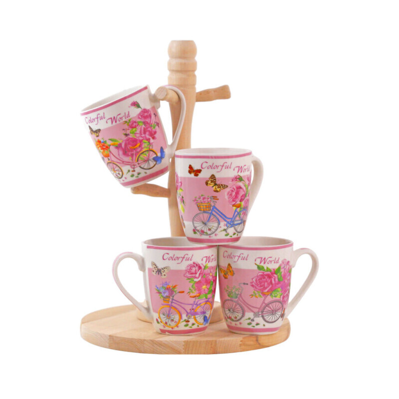 Hrnek keramika 330ml Flowers with bike (12/bal 48/krt)