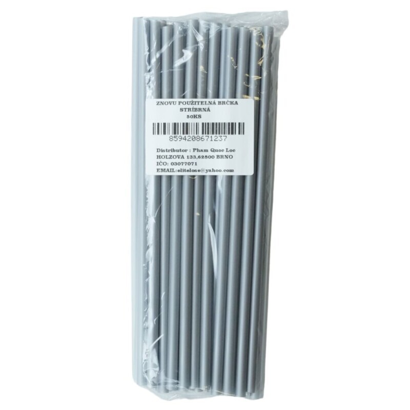 Slámky 0,8*25cm 50ks Stříbrný (110/krt)