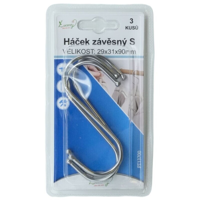 Háček závěsný S 3ks (24/bal 288/krt)