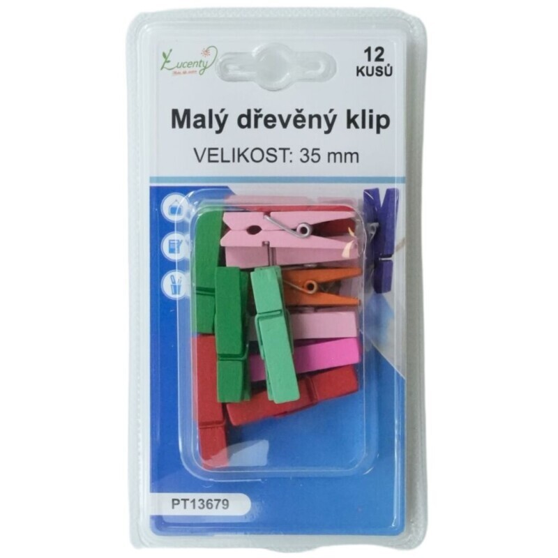Kolíčky dřevěné mini Color 35mm/12ks (24/bal 288/krt)