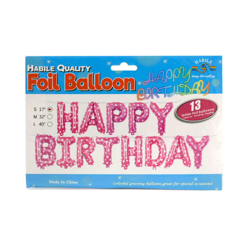Balónky fóliový Happy Birthday (12/bal 300/krt)