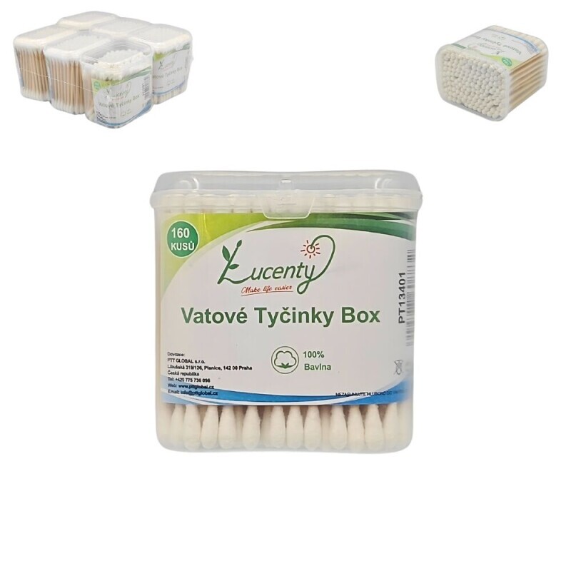 Vatové tyčinky box 160ks (6/bal 240/krt)