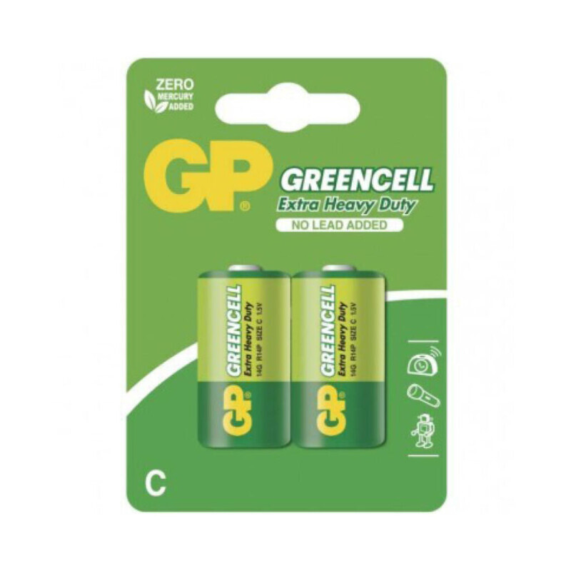 GP baterie zinková Greencell C/R14 2ks BL (10/bal 120/krt)