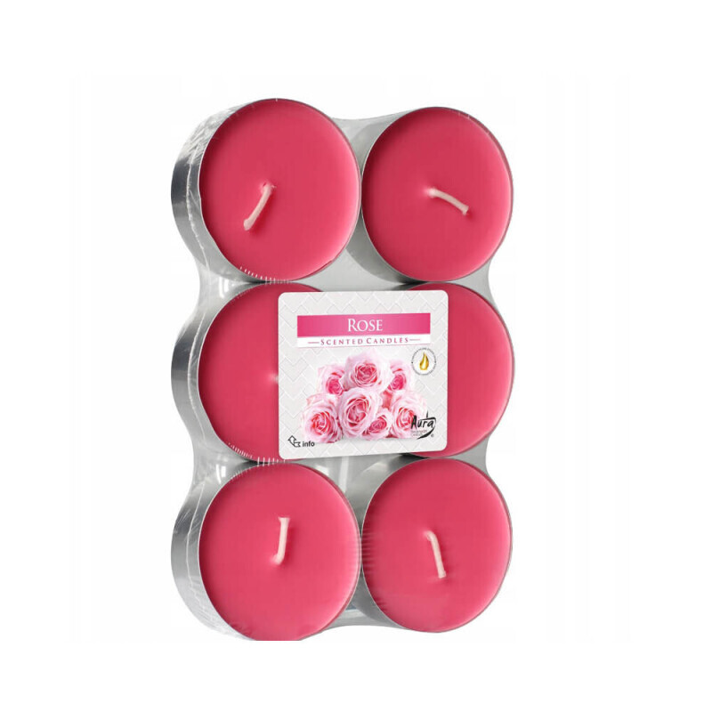 Bispol Svíčka čajová Maxi 6ks Rose (6/krt)