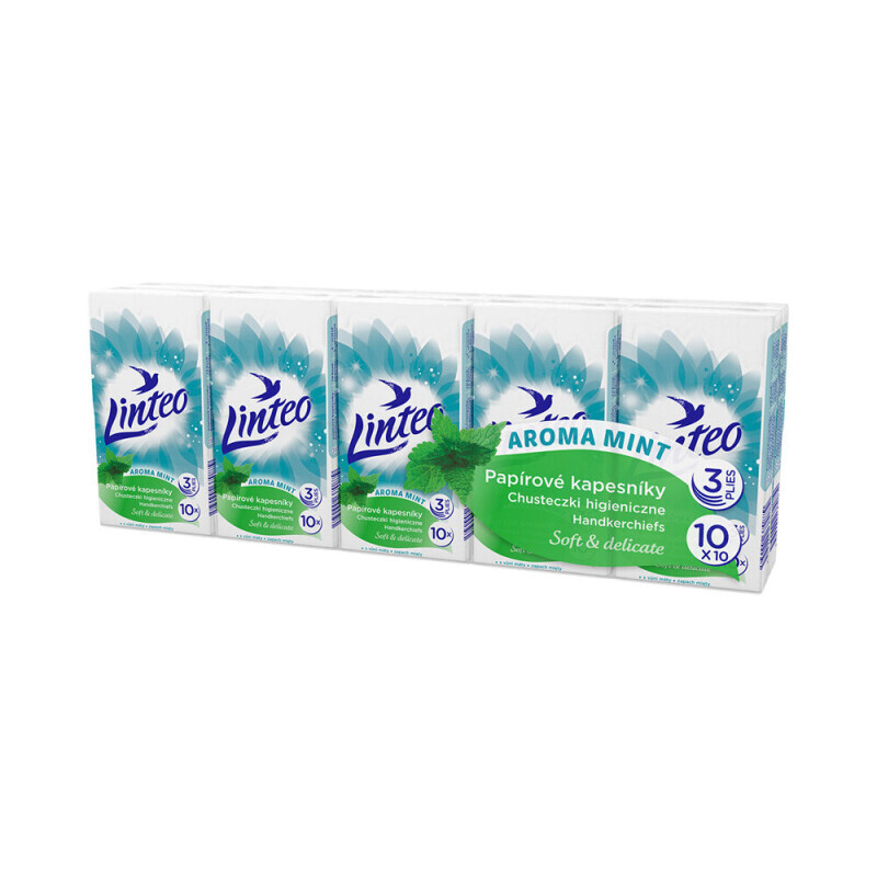 Linteo Papír.kapesníčky 10x10 3-vrstvý Mint (24/krt)