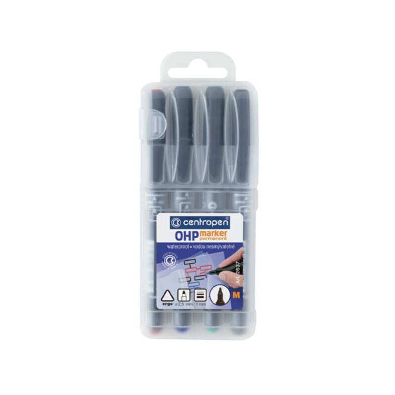 Centropen Popisovač OHP 2637 4ks etui (10/bal 50/krt)
