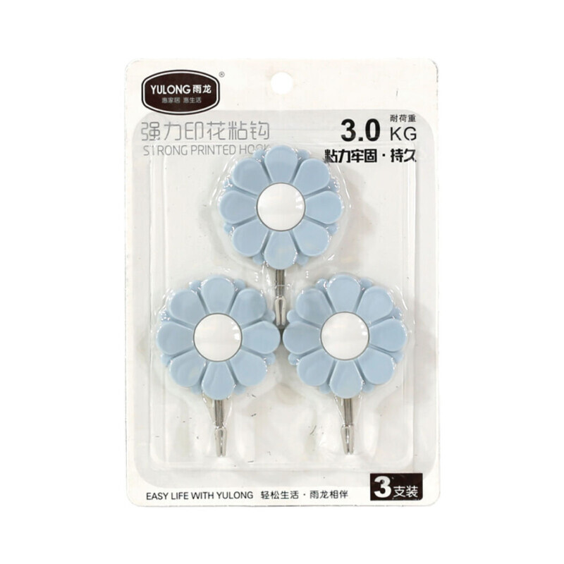 Háček samolepicí 3ks Flower (12/bal 200/krt)