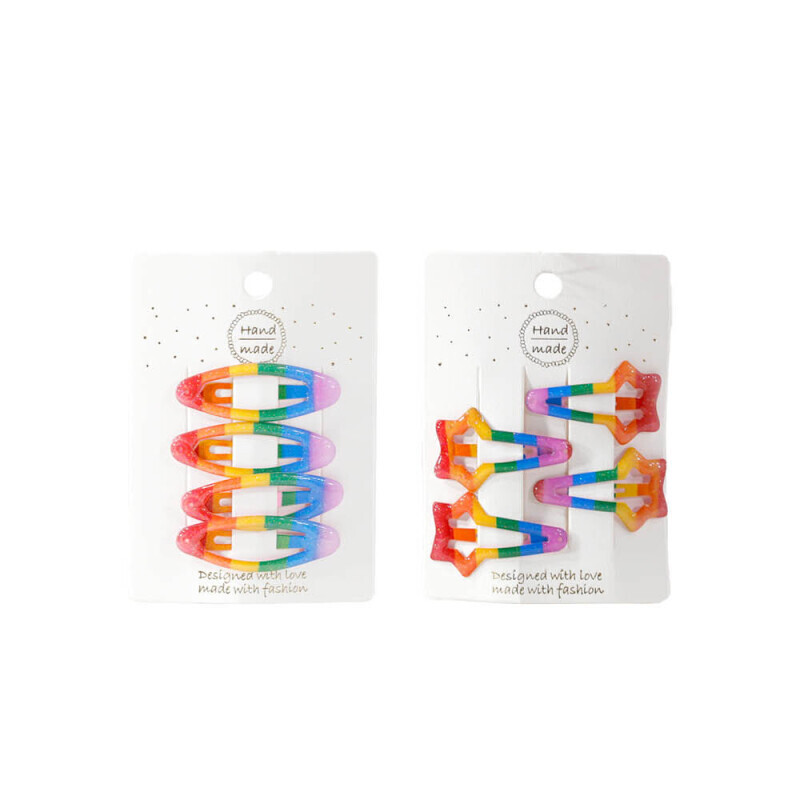 Sponky do vlasů pukačka 4,5cm/4ks Rainbow (12/bal 1200/krt)