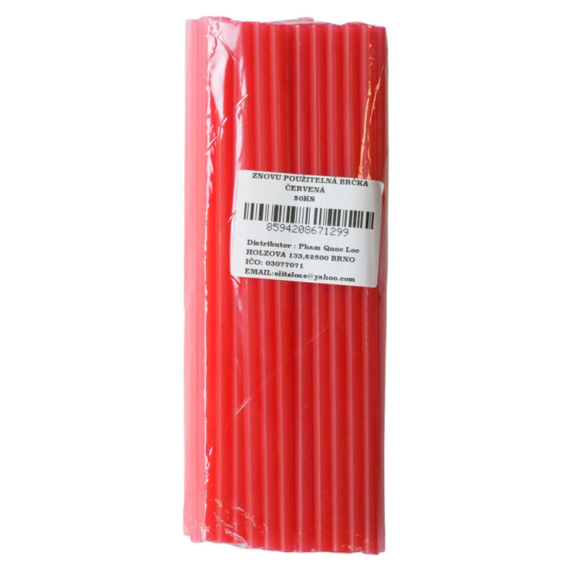 Slámky 0,8*25cm 50ks Červené (110/krt)