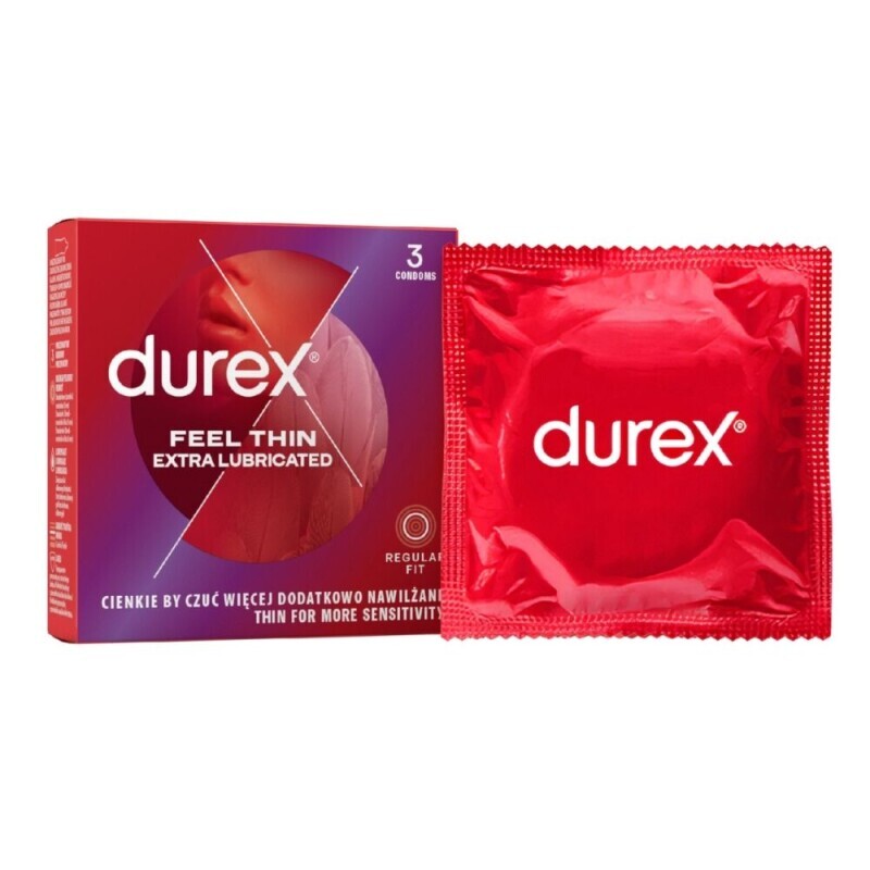 Durex Kondom 3ks Feel Thin Extra Lubricated (24/bal 288/krt)
