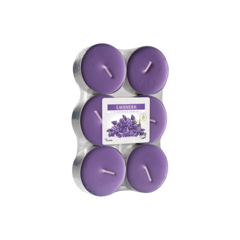 Bispol Svíčka čajová Maxi 6ks Lavender (6/krt)