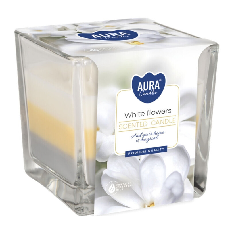 Bispol Svíčka ve skle SNK80/170g white flowers(6/krt)