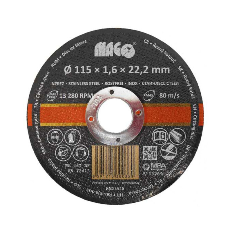 Řezný kotouč na nerez 115x1,6x22,2mm
