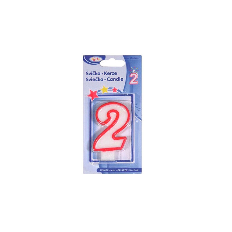 Dortová svíčka číslo 7,5cm "2" (12/bal 720/krt)