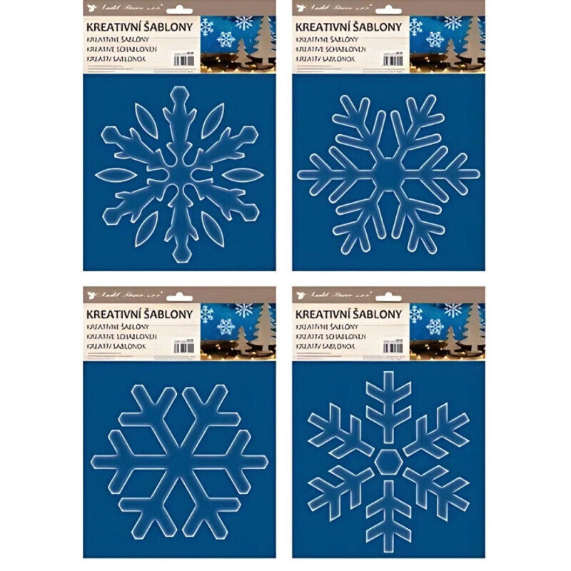 Kreativní plastové šablony velké vločky 25x35cm (72/bal 288/krt)