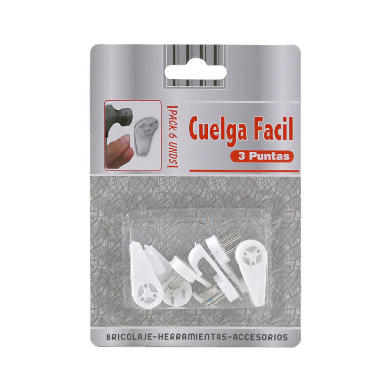Háček na zeď 6ks/3cm (12/bal 288/krt)
