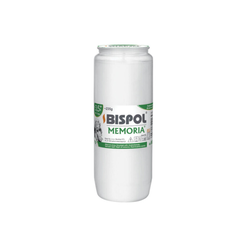 Bispol Svíčka hřbitovní olejová Memoria 3,5dni/235g White (24/krt)