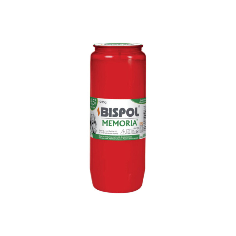 Bispol Svíčka hřbitovní olejová Memoria 3,5dni/235g Red (24/krt)