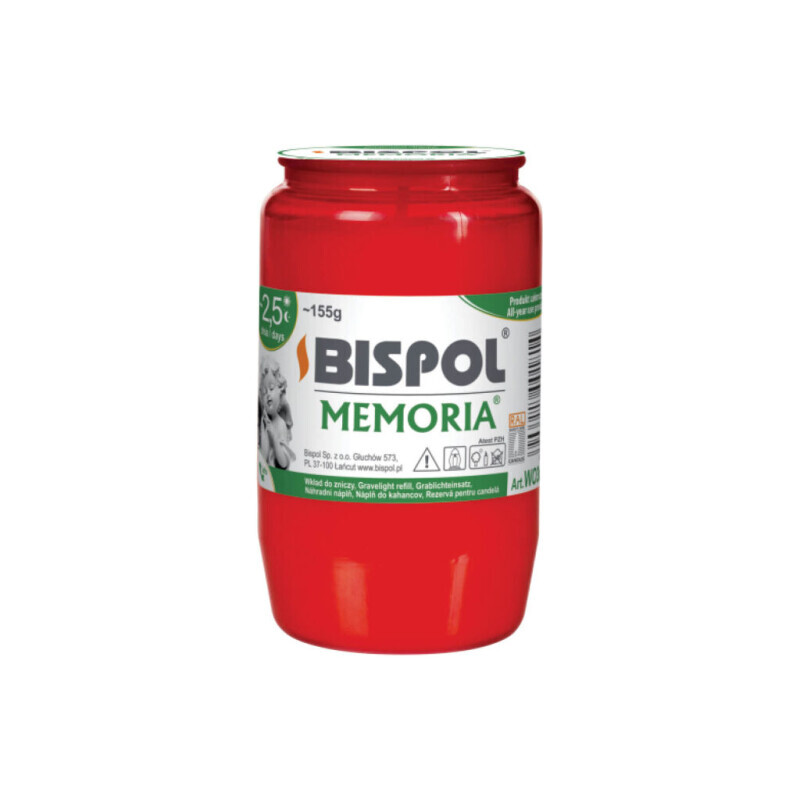 Bispol Svíčka hřbitovní olejová Memoria 2,5dni/155g Red (24/krt)