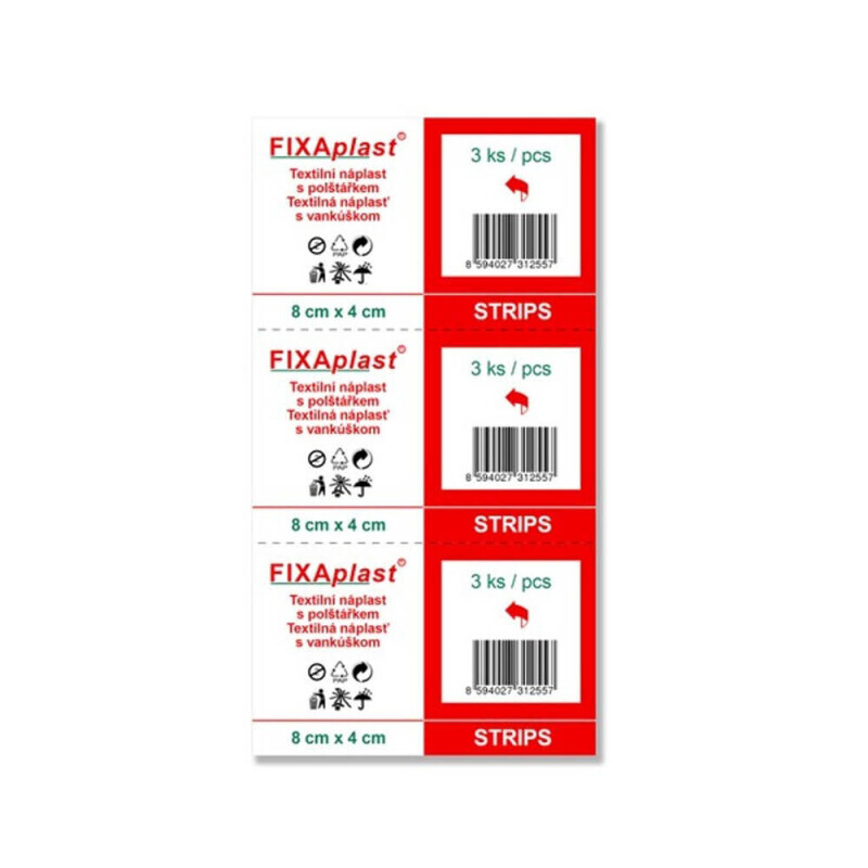 Fixaplast Náplast Strips 8*4cm/3ks (50/bal)
