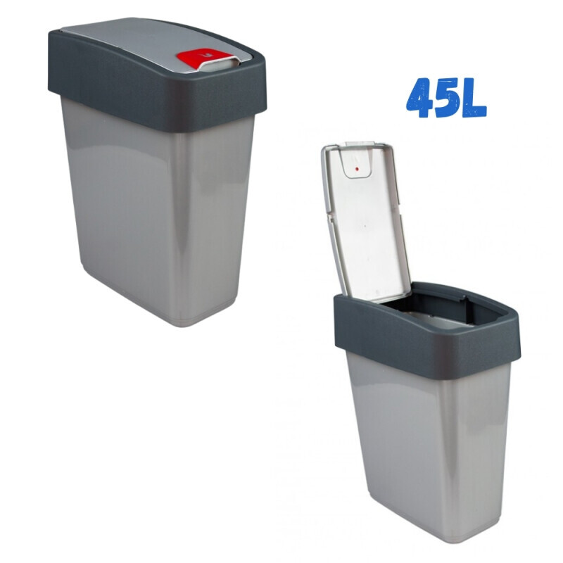 Odpadkový koš+víkem stříbrná 45L(4/krt)